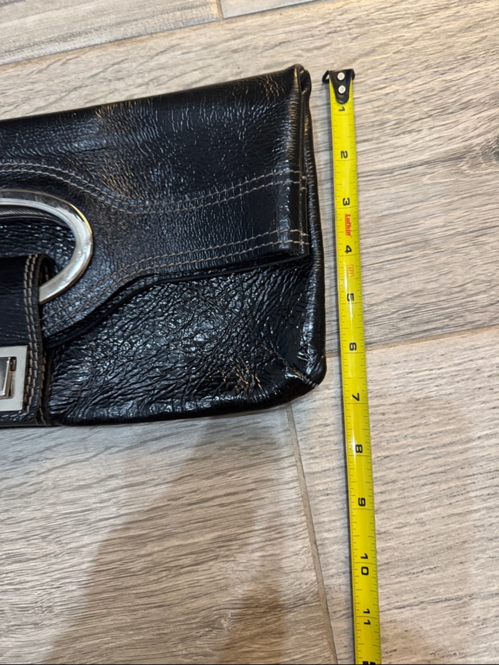 Vin Baker Black Leather Wristlet Clutch with Silver Accent - Picture 4 of 14